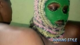 Curvy chubby ass cowgirl riding big black cock with buttplug in blowbang deepthroat.