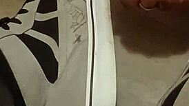 friend trashes my sneakers for fetish fun