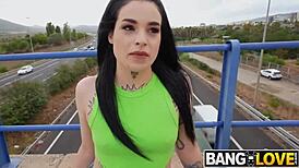 Big ass latina brunette blows cock!