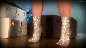Mesmerize Your Slave With Sparkle Boots For Intense Ass Worship