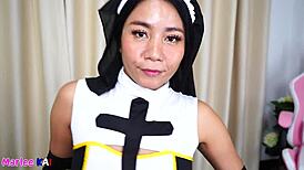 naughty asian nun gets a facial?