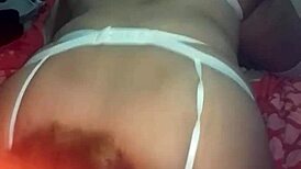 Grabo de frente con el celular como cogi con rubia de lenceria sexy thong and panties