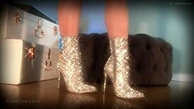 Mesmerize Your Slave With Sparkle Boots For Intense Ass Worship