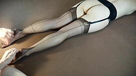 Does the horny milf get a soles massage in stockings?