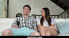 step sister gets creative to win tv remote from stepbro