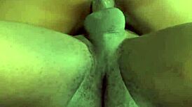 Ebony babe rides and takes doggy creampie with monster cock