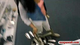 Ebony Babe Teases Pawn Keeper With Her Mouth And Body