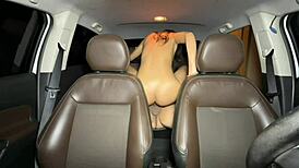 Latina babe with natural tits interviews in lingerie inside the car