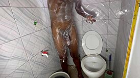 Shower with big black cock