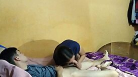 Stepsister Enters Room While Waking To Suck Dick And Cum On Small Tits