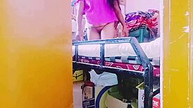 Desi Housewife Caught in Dirty Telugu Talk with Shopkeeper