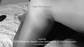 hotwife strokes the handyman's cock while filming for her cuckold husband