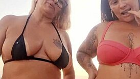 HOLY SHIT! Talking Dirty on the Beach with My Naughty Latina Friend Before Popping a Newbie's Cherry!