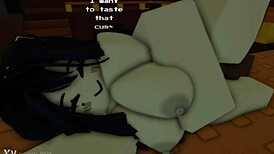 Fucked this dumb slut hard in the ass with my big cock, making her moan loudly.