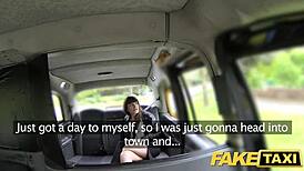 Brunette takes anal in fake taxi
