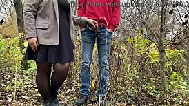 yo, my fat mother-in-law totally owns this wild outdoor piss scene!