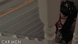 Two lesbians get fucked hard, squirting everywhere with their big assholes on display.