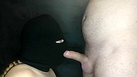 Step sister's hidden face sucks cock deeply