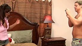 Ditsy Brunette Poses for Fake Photographer in Intimate Session