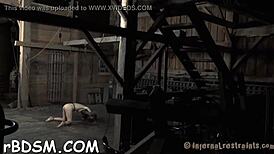 captivating brunette slave vibrates wet pussy with vibrator 😍