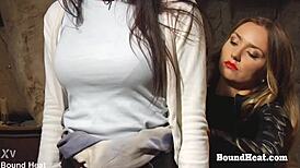 Busty Lesbian Slave Gets Big Black Strapon For Pussy Pleasure!