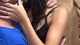 Young Latina kisses athletic boyfriend