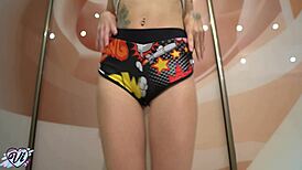 Skinny babe masturbates tight pussy solo!