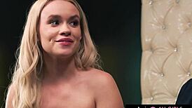 Petite Masseuse Ella Reese Licks And Fingers Client In Oiled Massage