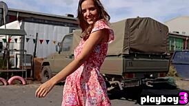 small tits russian teen 18+ katya clover strips outdoor showing stunning body