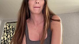 Pretty babe rides in cowgirl, bends over for doggystyle, takes deep fucking in pov quickie