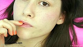 Alluring brunette beauty reveals her stunning figure in casting photoshoot.