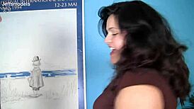 Fierbinte BBW Karla Lane aplecată pentru o plimbare în jm1441