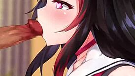 Watch Ookami Mio give a sloppy blowjob like never before!