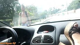 Wife shows pussy to everyone on the street