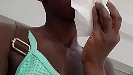 that nigerian bitch visits mall then masturbates in bathroom