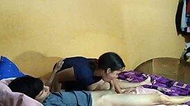 Stepsister Enters Room While Waking To Suck Dick And Cum On Small Tits