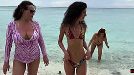 orgy with three girls fucked in turns and cum on faces