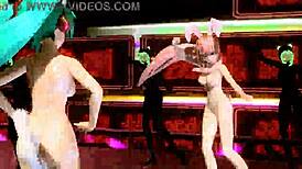 Hatsune miku and megurine luka perform world end dancehall