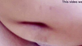 how does this milf cum hard on big tits during homemade action?