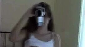 Tiny Tyler fingers her pussy on webcam while touching small tits