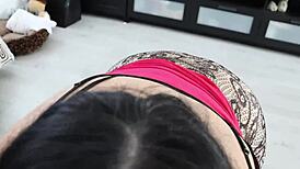 i gave him a blowjob while he watched our video on tv, choking and cum in mouth at the end