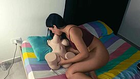 stepmother playing with doll on easter day