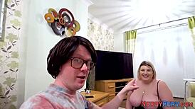 Big tit slut swallows nerd's dick in high definition! 🍆