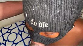 black cougar rides big black cock in hotel