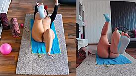 wet and wild naked yoga, spreading asshole, you gotta see this!