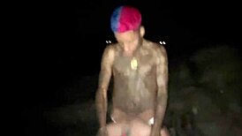 Friends Fuck Teen Pussy in Street