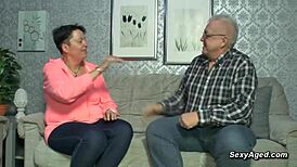 Amateur German Old Couple Unleashes Raw Passion on Couch Sex