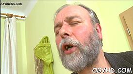 Old dude teases young babe