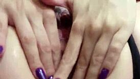 Pretty petite brazilian wife squirts wetly while masturbating clit hard