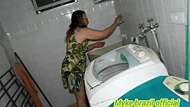 blonde enters room, sees big dick, gets horny and gives anal